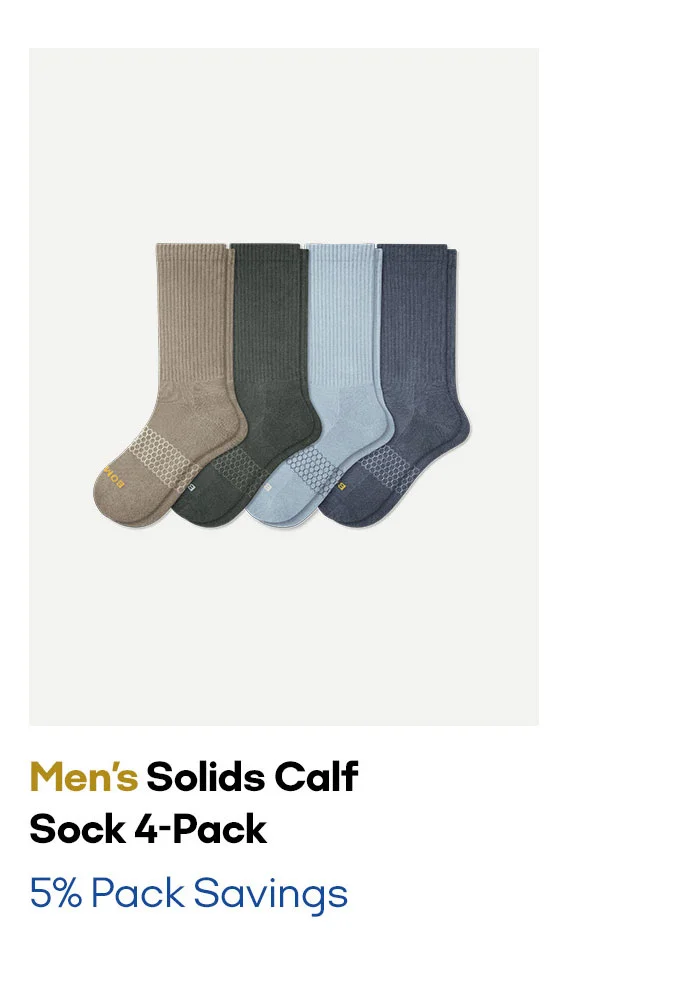 Men's Solids Calf Sock 4-Pack | 5% Pack Savings