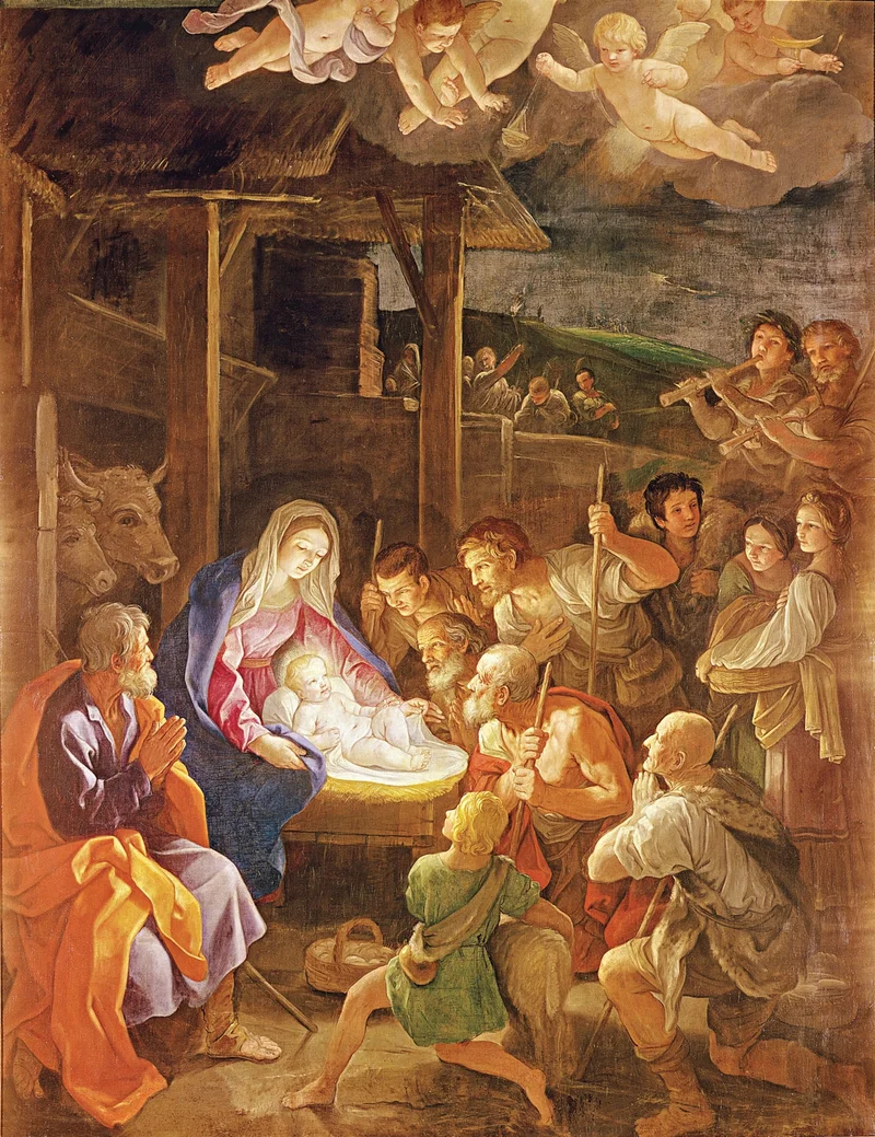 “The Nativity at Night” by Guido Reni, an Italian baroque painter.