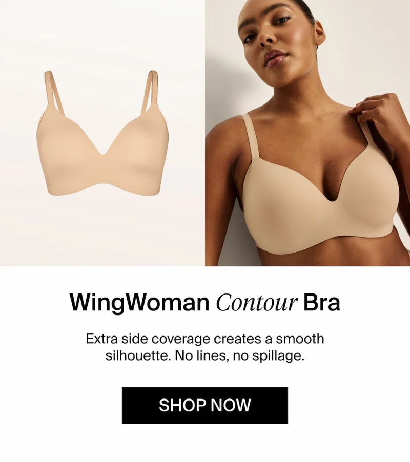 WingWoman Contour Bra. Extra side coverage creates a smooth silhoutte. No lines, no spillage.