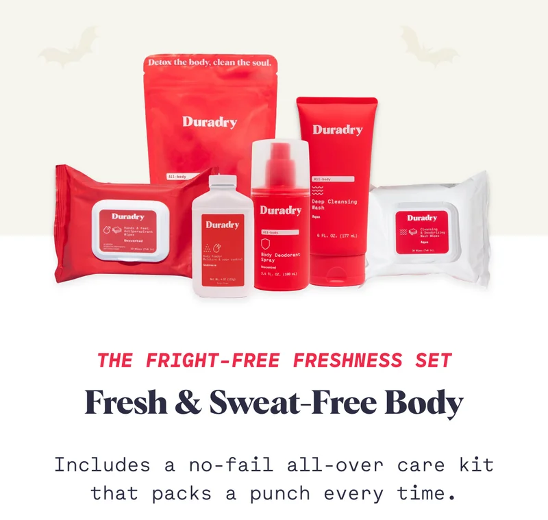 The Fright-Free Freshness Set Fresh & Sweat-free Body Includes a no-fail all-over care kit that packs a punch every time.