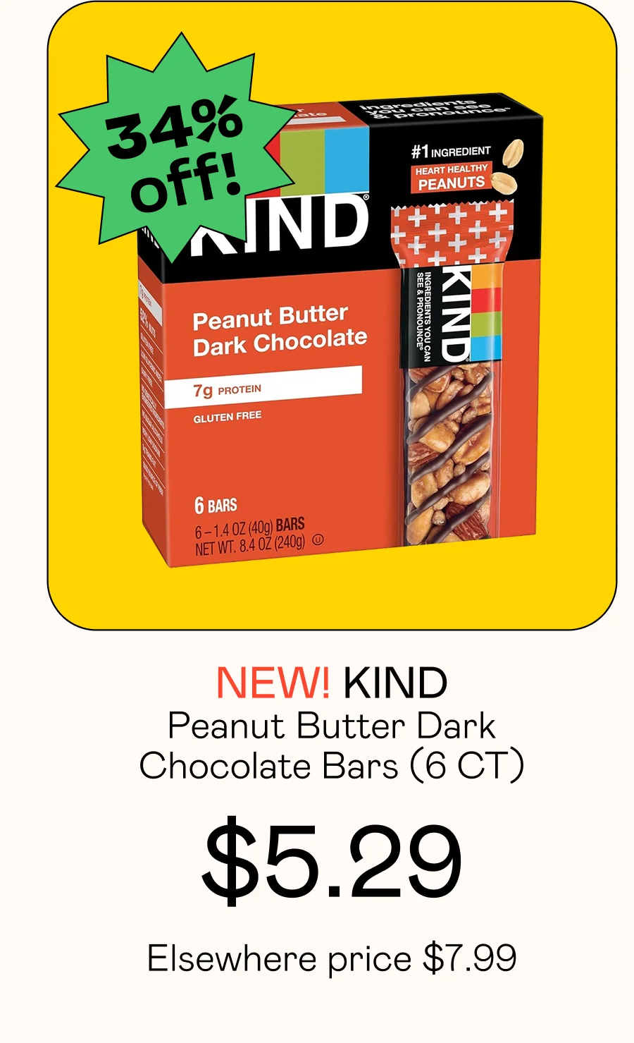 Peanut Butter Dark Chocolate Bars (6 CT)