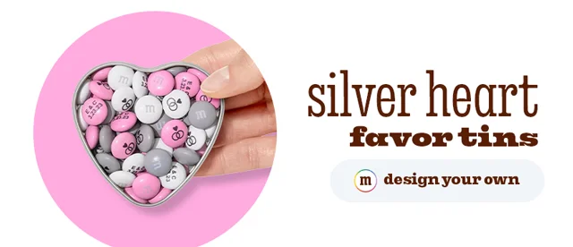 SILVER HEART FAVOR TINS