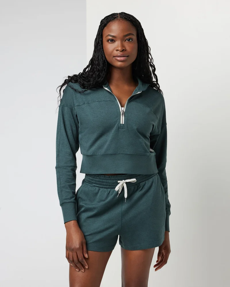 Image of Halo Half Zip Cropped Hoodie | Grove Heather