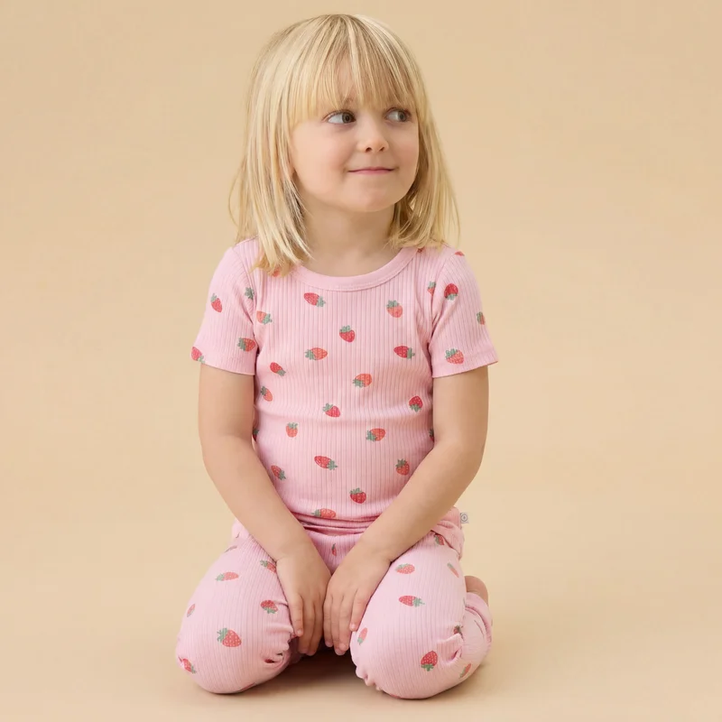 Image of Strawberry Fields Ribbed Pajama Set