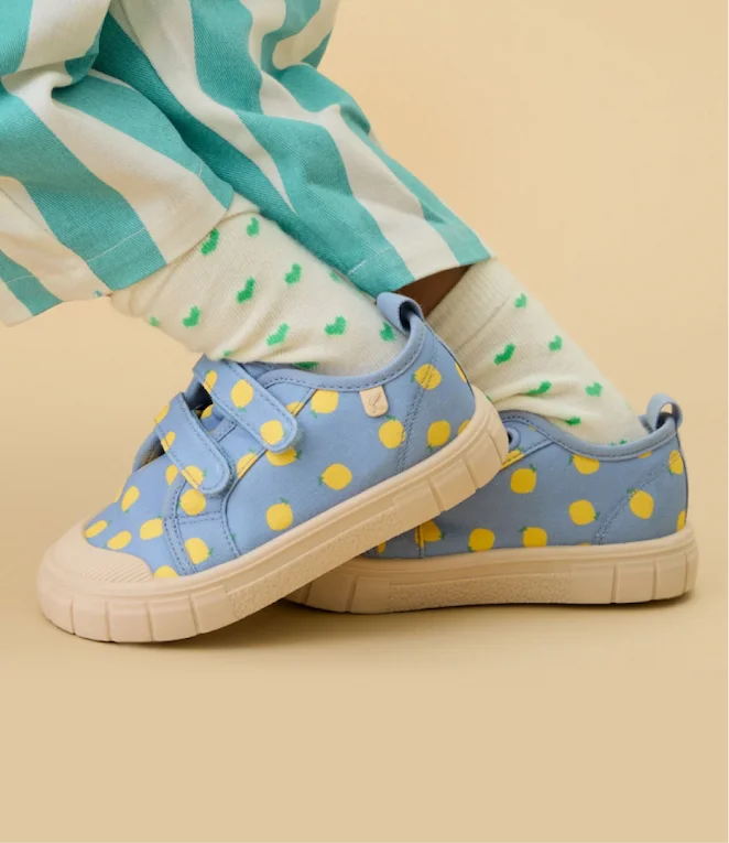 KIDLY by MORI Print Canvas Sneakers - Lemon