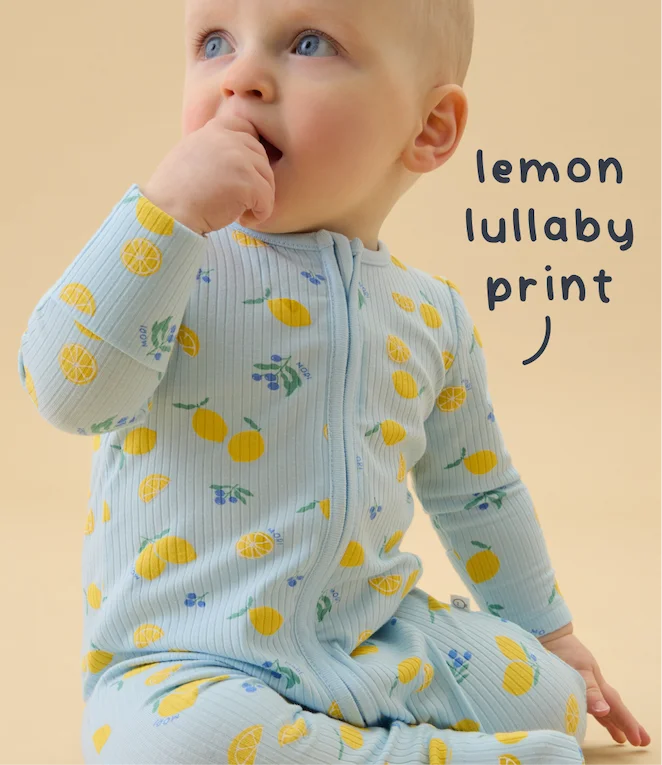 Lemon Lullaby Ribbed Clever Zip Baby Pajamas