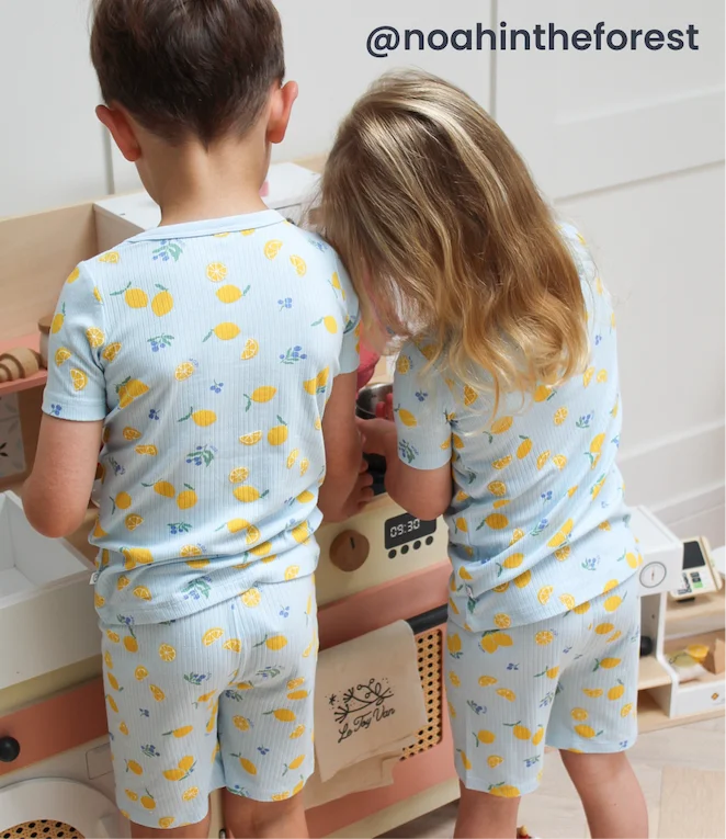 Lemon Lullaby Ribbed Summer Pajama Set