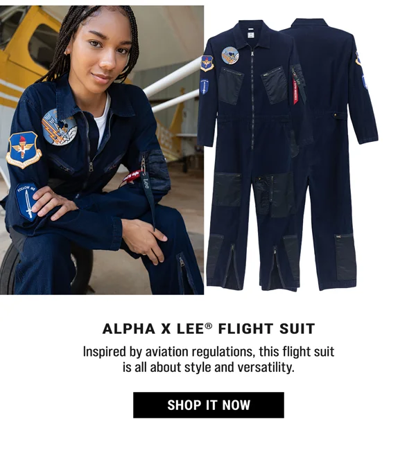 Alpha x Lee Flight Suit. Inspired by aviation regulations, this flight suit is all about style and versatility. Shop It Now