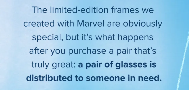 A pair of glasses is distributed to someone in need