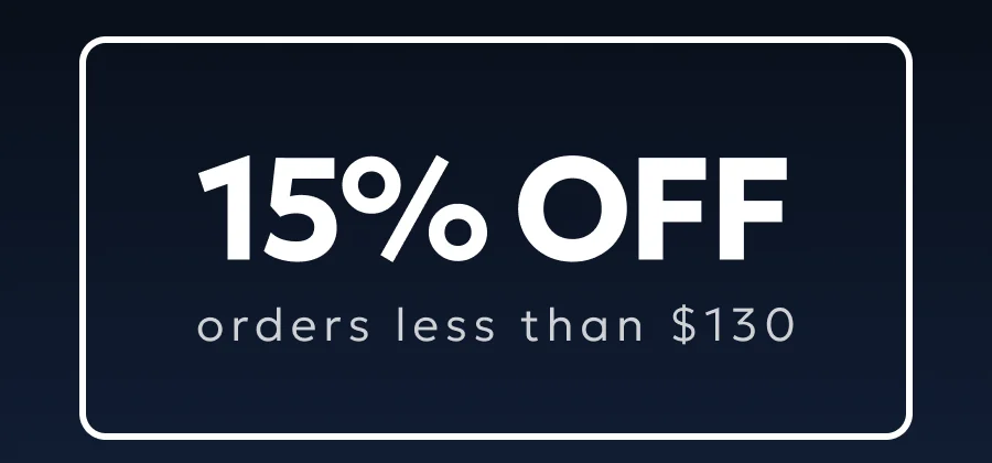 15% off for orders below $130