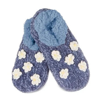 Memoi Women's Cozy Daisies Chenille Sherpa Lined Slippers