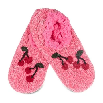 Memoi Women's Cozy Cherries Chenille Sherpa Lined Slippers