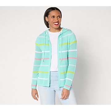 Belle Beach by Kim Gravel Palm Beach 100%Cotton Stripe Cardigan