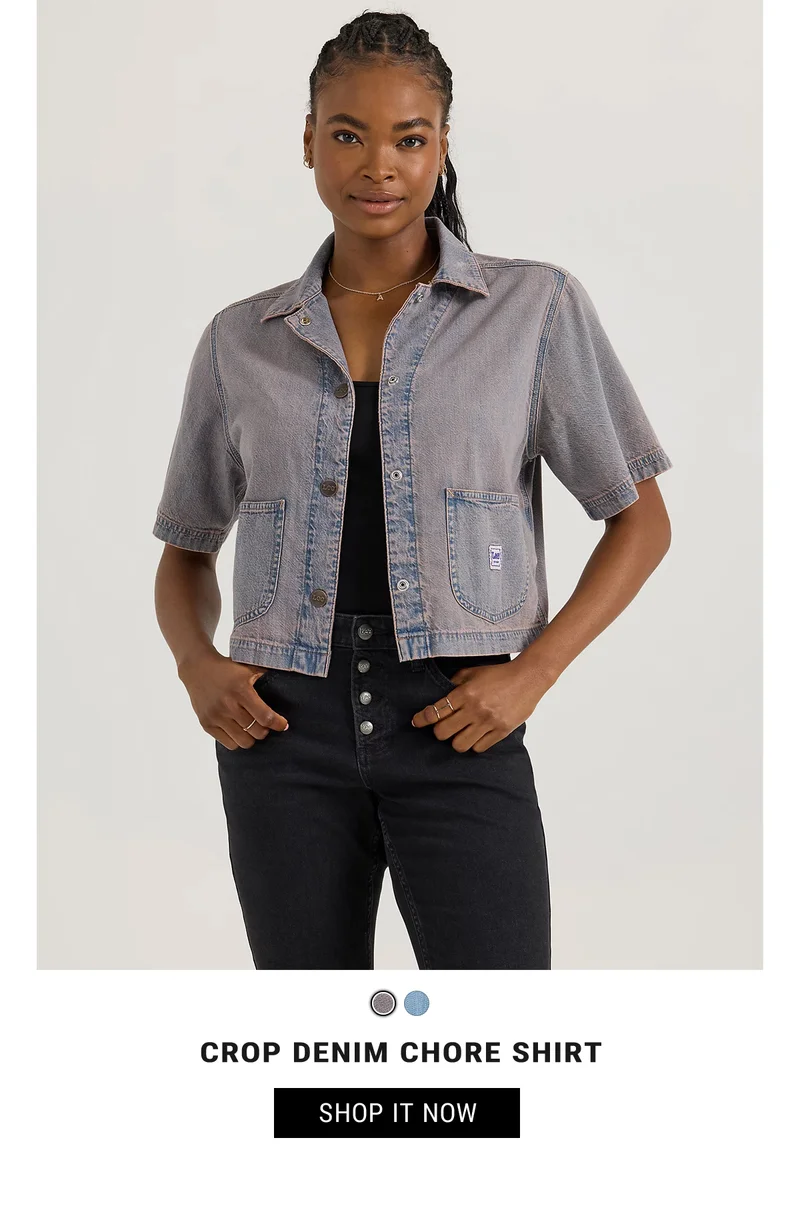 Crop Denim Chore Shirt. Shop it Now