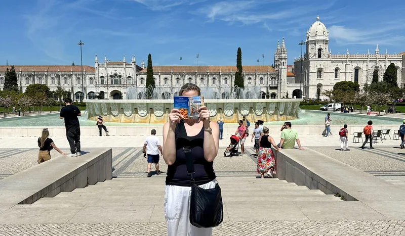 In front of Mosteiro dos Jeronimos in Lisbon Portugal
