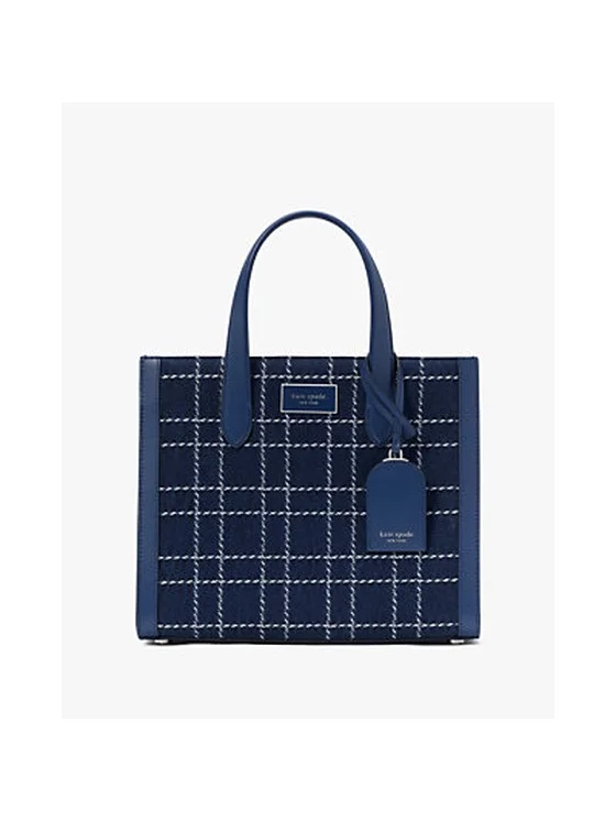 Manhattan Denim Check Small Tote