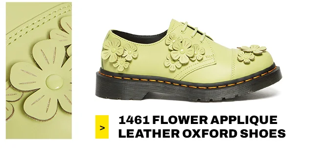 1461 Flower Applique Leather Oxford Shoes