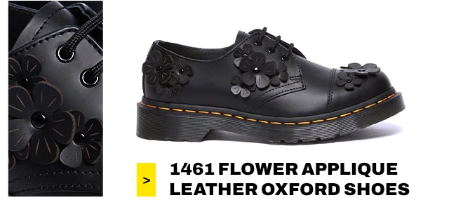 1461 Flower Applique Leather Oxford Shoes