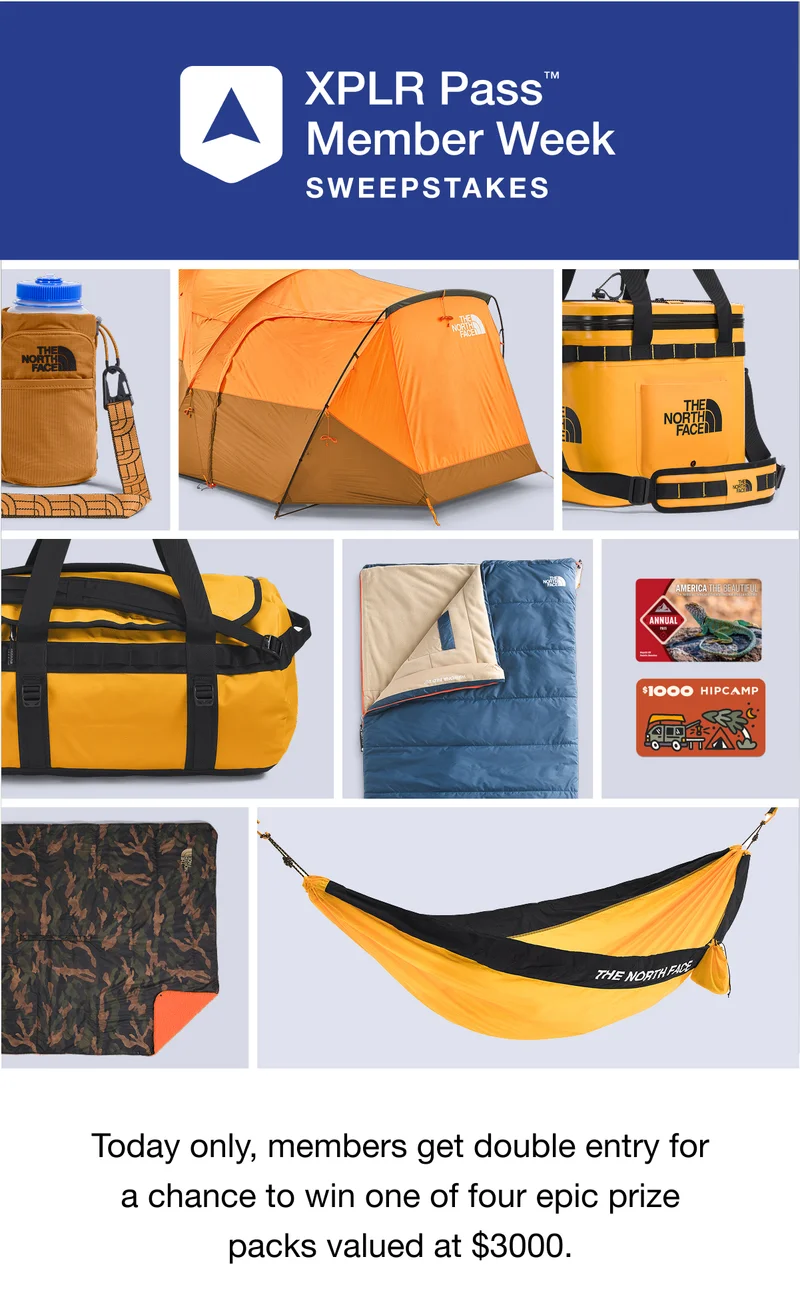 XPLR Pass Member Week SWEEPSTAKES. From 6.10-6.14, members can enter once per day for a chance to win one of four epic prize packs valued at $3000.