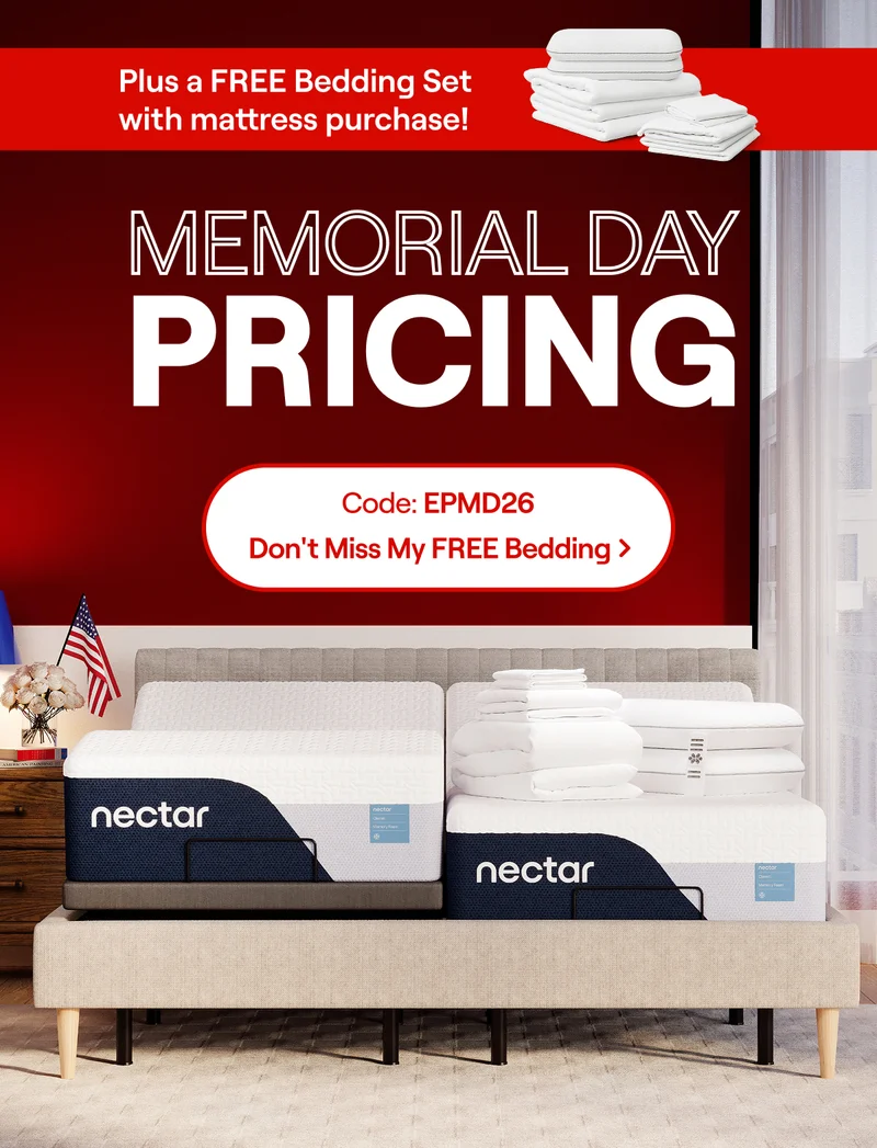 Memorial Day Pricing PLUS a Bonus Bedding Set with mattress purchase! Use Code: discount code >