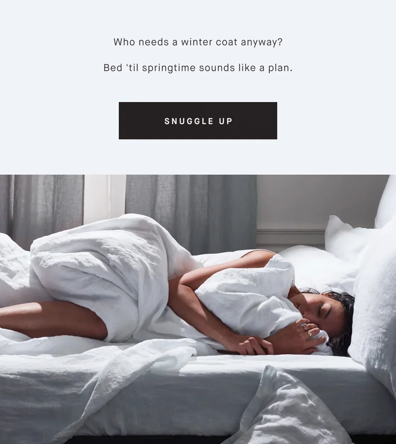 Who needs a winter coat anyway?  Bed 'til springtime sounds like a plan. Snuggle up