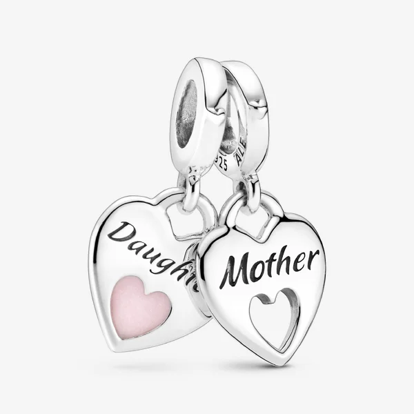 Double Heart Split Dangle Charm Double Heart Split Dangle Charm