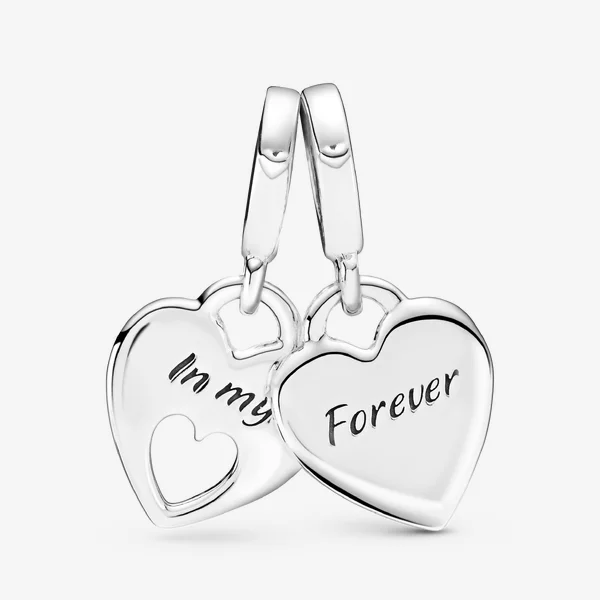 Double Heart Split Dangle Charm Double Heart Split Dangle Charm
