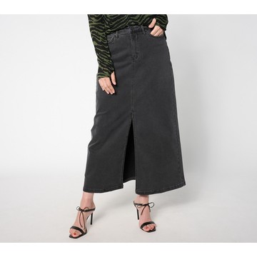 NYDJ High Rise Long Denim Skirt w/ Slit - Cloud Stone