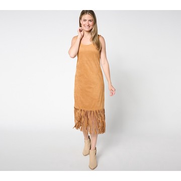 American West Faux Suede Dress with Fringe