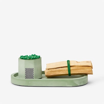 Concrete Pill Tray Palo Santo Set