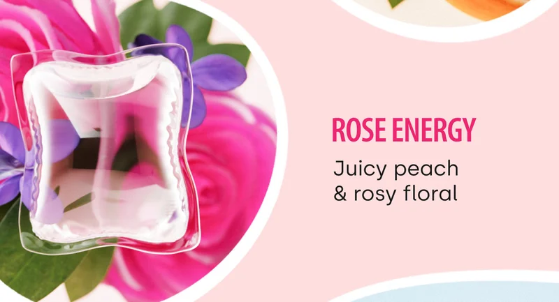 Rose Energy. Juicy peach & rosy floral.
