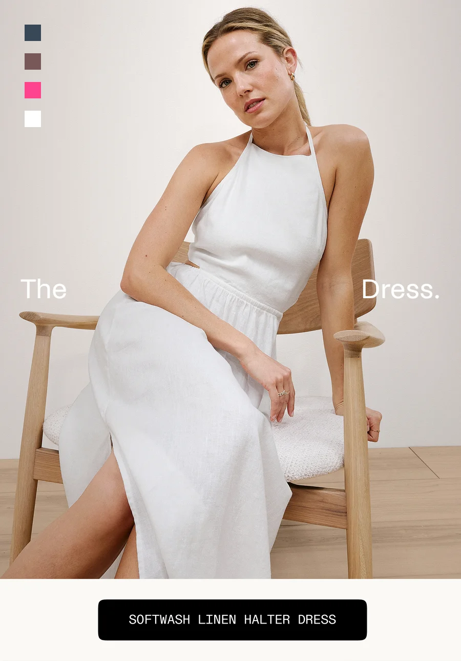 SoftWash Linen Halter Dress in White