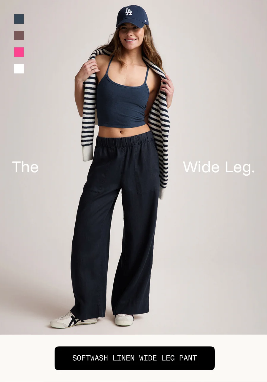 SoftWash Linen Easy Wide Leg Pant 31" in Nocturnal Navy