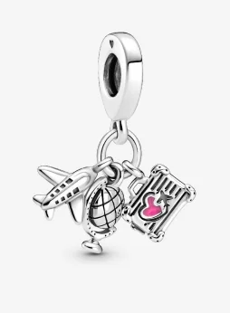 Airplane, Globe & Suitcase Dangle Charm