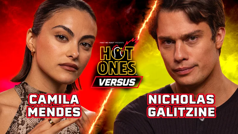 Camila Medes and Nicholas Galitzine on Hot Ones Versus.