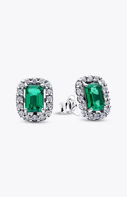 Sparkling Rectangular Stud Earrings