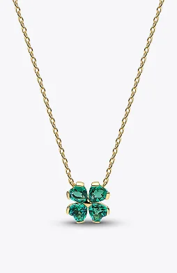 Green Lucky Clover Pendant Necklace