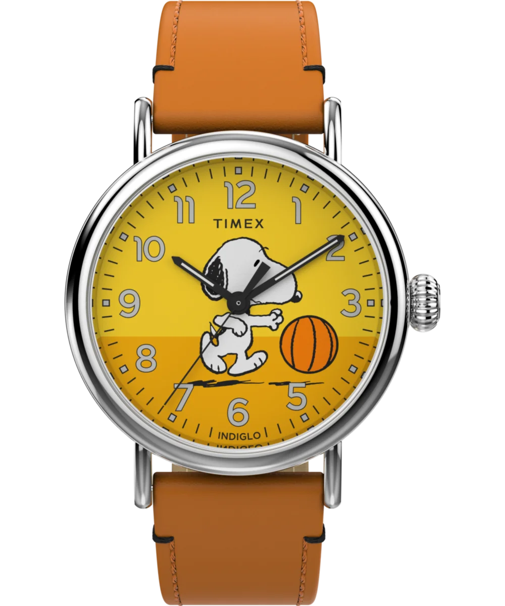 Image of Timex Standard x Peanuts Basketball 40mm Leather Strap Watch
