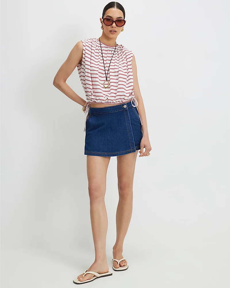 Womens Blue Denim Skort