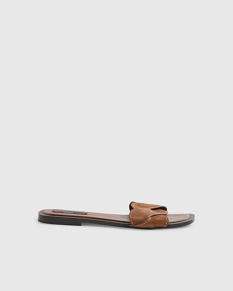 Womens Brown Suede Twist Strap Sandals
