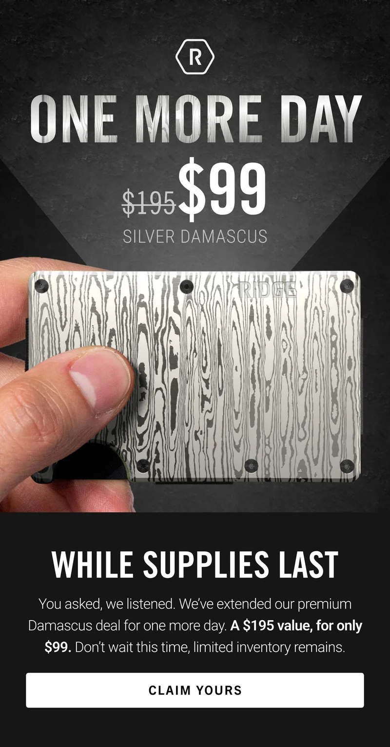 $99 Silver Damascus | Claim Yours