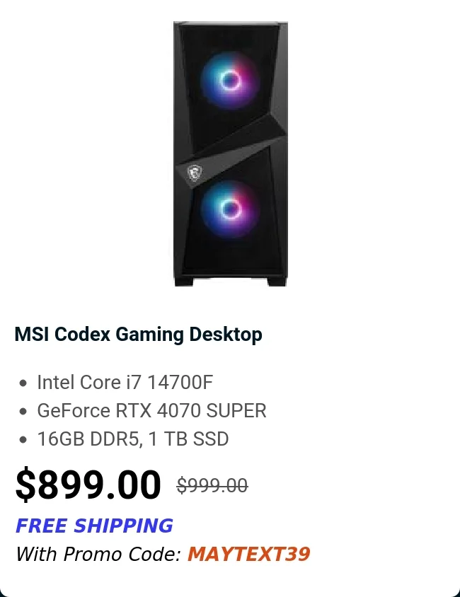 MSI Codex Gaming Desktop