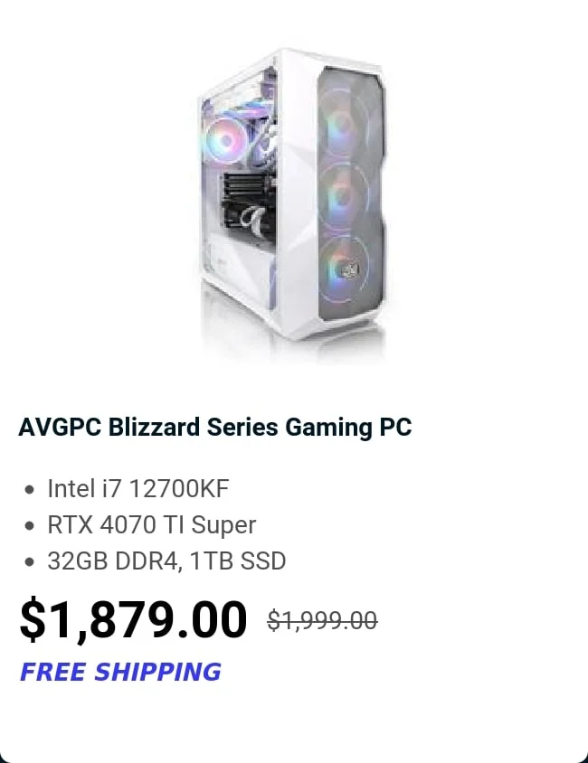 AVGPC Blizzard Series Gaming PC
