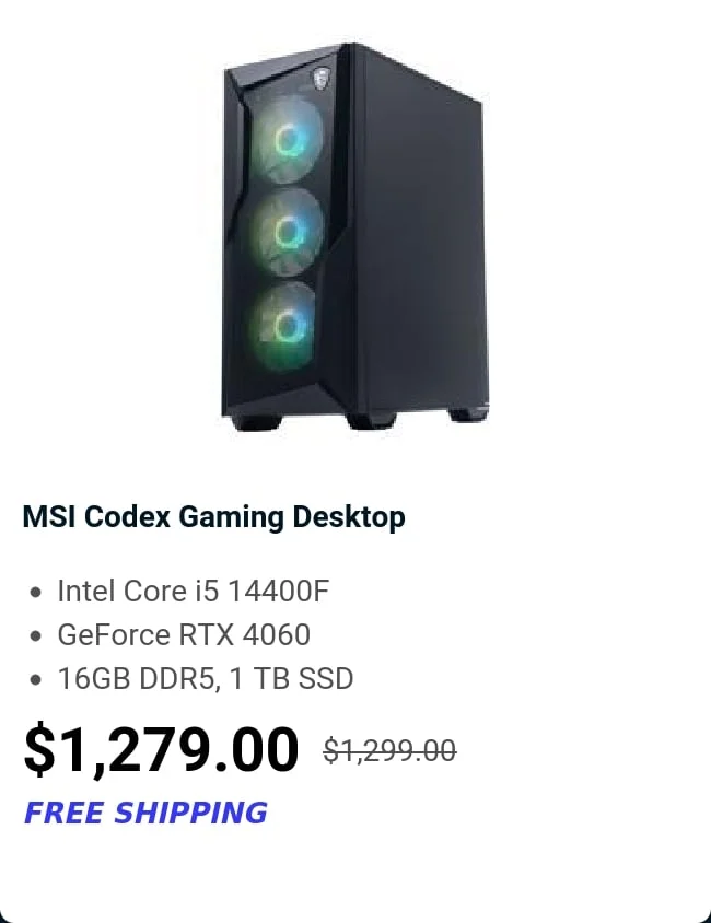 MSI Codex Gaming Desktop