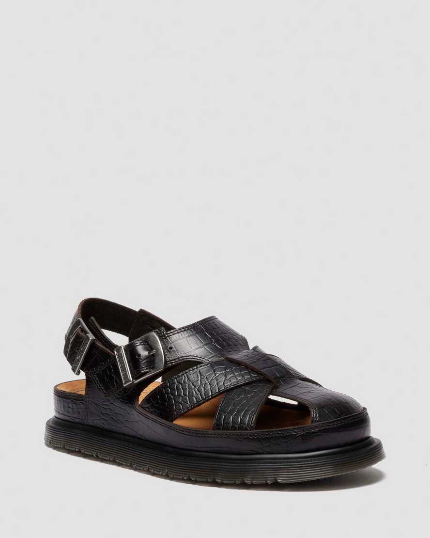 Image of Fisherman Crocodile Analine Leather Sandals