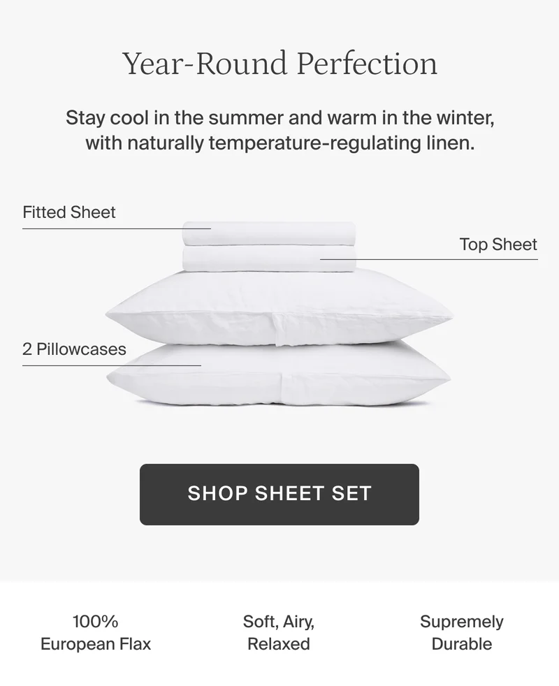 Year-round perfection. Stay cool in the summer and warm in the winter. Shop sheet set.