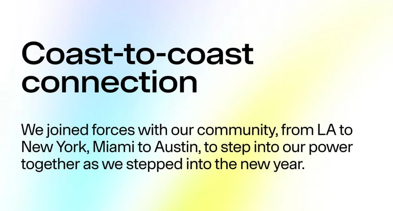 Text describing ARMRA community events across major U.S. cities with soft gradient background.