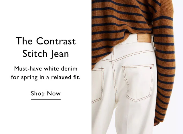 The contrast stitch jean                                            Must-have white denim for spring in a relaxed fit.                                         Shop now