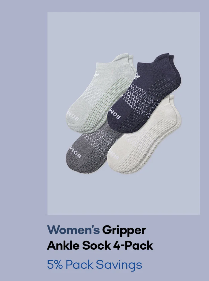 Women's Gripper Ankle Sock 4-Pack 5% Pack Savings