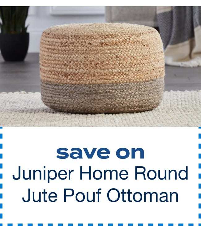 Juniper Home Saba Round Jute Pouf Ottoman